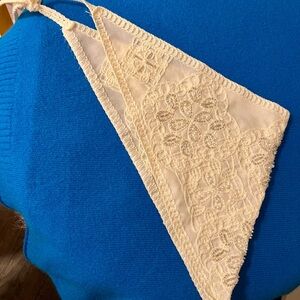 NWOT Anthropologie Ivory Embroidered Head Scarf Bandana